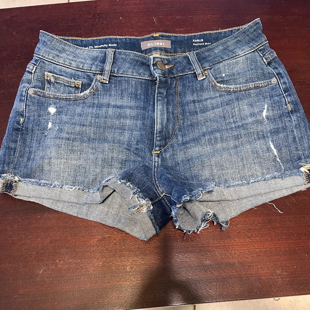 DL1961 Distressed Blue Jean Shorts